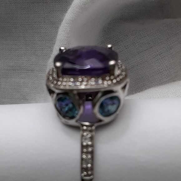 925 Genuine African Amethyst,  Rhodoilte Garnet & Blue Topaz. - Picture 6 of 16